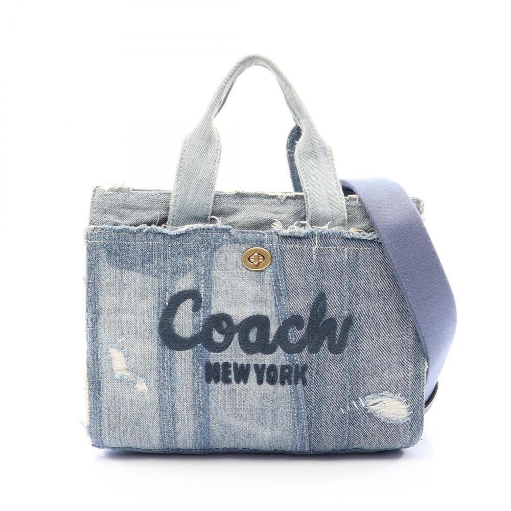 Coach Cargo Tote 26 2-Way Bag Handbag Denim Women's Blue